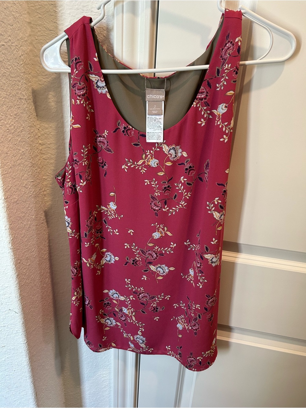 Chico's Raspberry Floral Sleeveless Tank